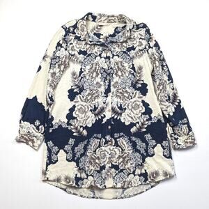 Soft Surroundings Top Women's Size PM Floral St. Remy Button Down Tunic